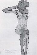 Egon Schiele Seated female nude with her right arm bent at the elbow Sweden oil painting artist